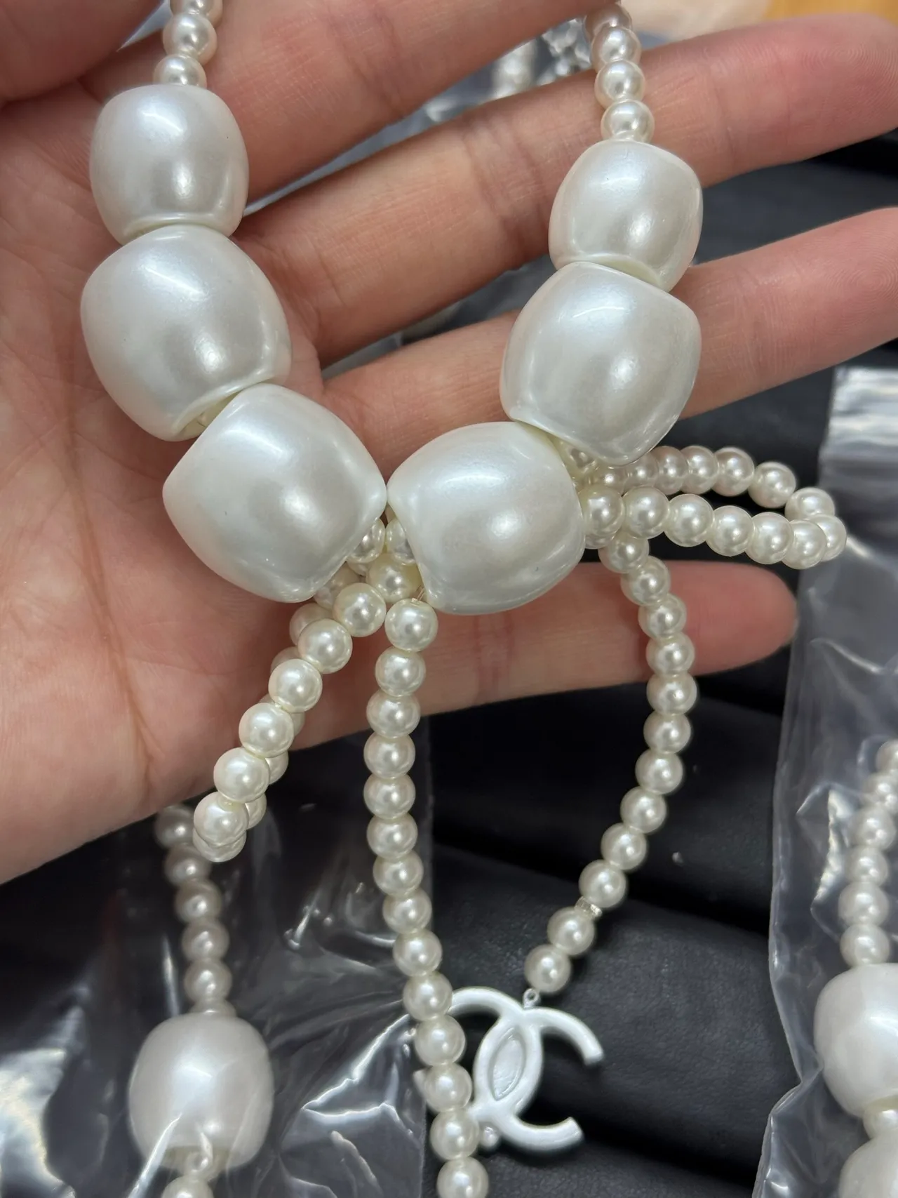Chanel White Pearl Strand Baroque Bead Necklace 4
