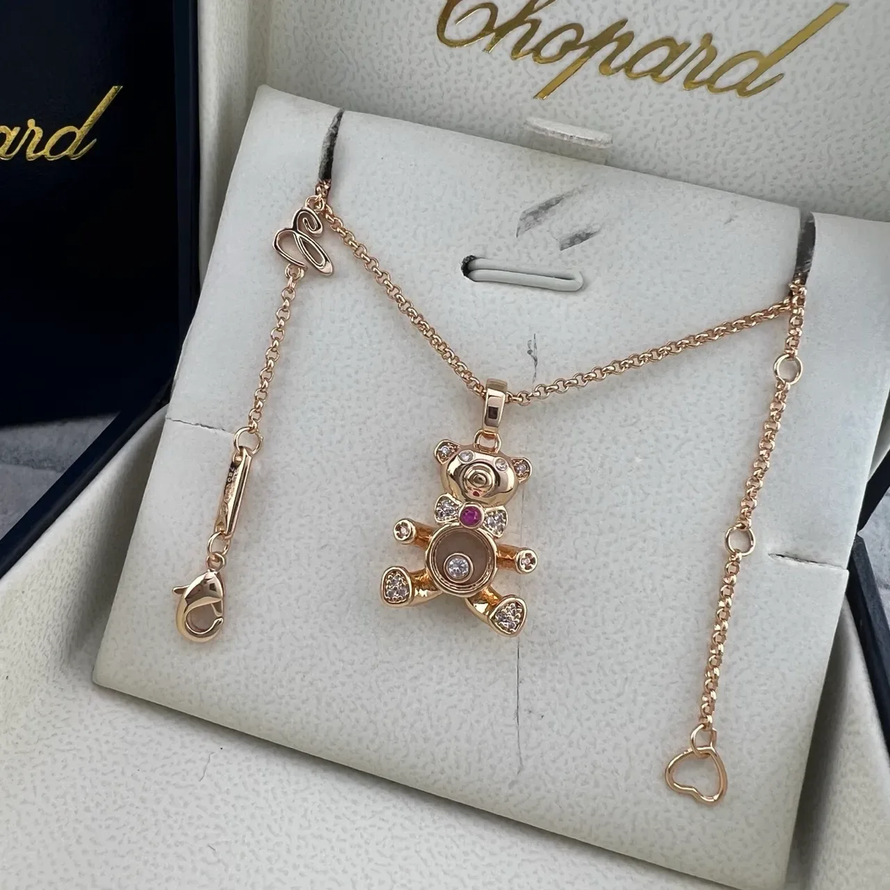 Chopard Happy Bear Colliers pendentifs en or rose et or blanc 5