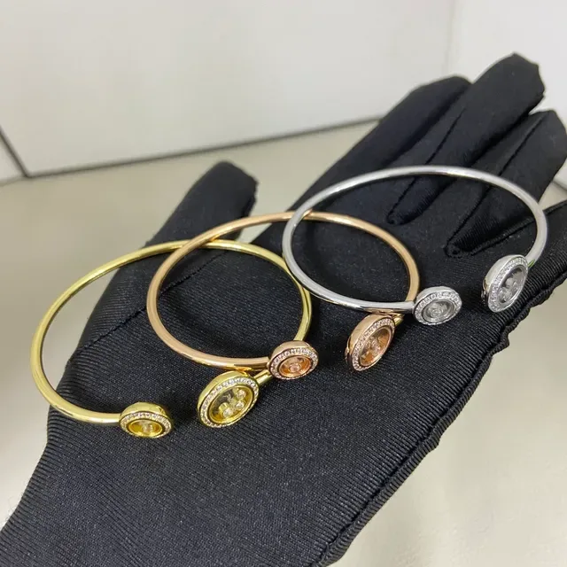 Chopard Happy Diamonds Rotating Disc Pavé Diamond Bezel Open Bangle Bracelet 2