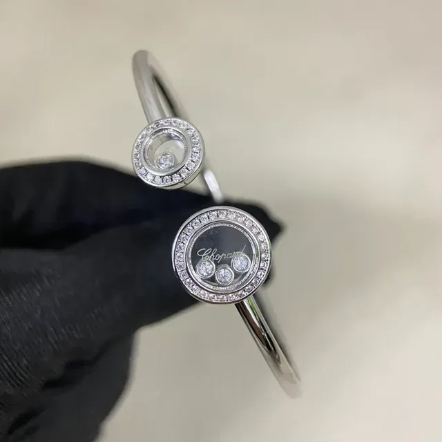 Chopard Happy Diamonds Rotating Disc Pavé Diamond Bezel Open Bangle Bracelet 3