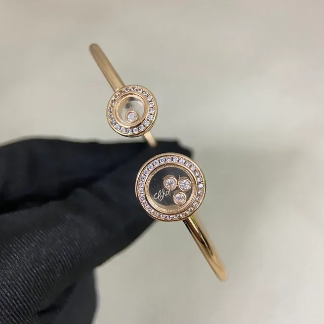 Chopard Happy Diamonds Rotating Disc Pavé Diamond Bezel Open Bangle Bracelet 4