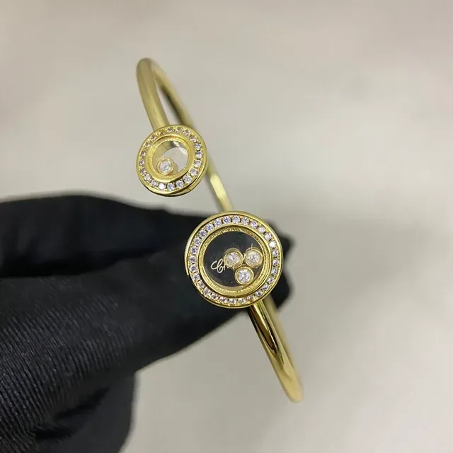 Chopard Happy Diamonds Rotating Disc Pavé Diamond Bezel Open Bangle Bracelet 5