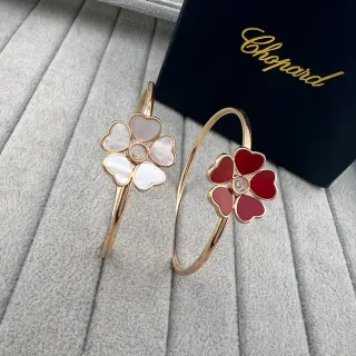 Chopard Happy Hearts Gold Red Floral Motif Heart-Shaped Petals Bracelet