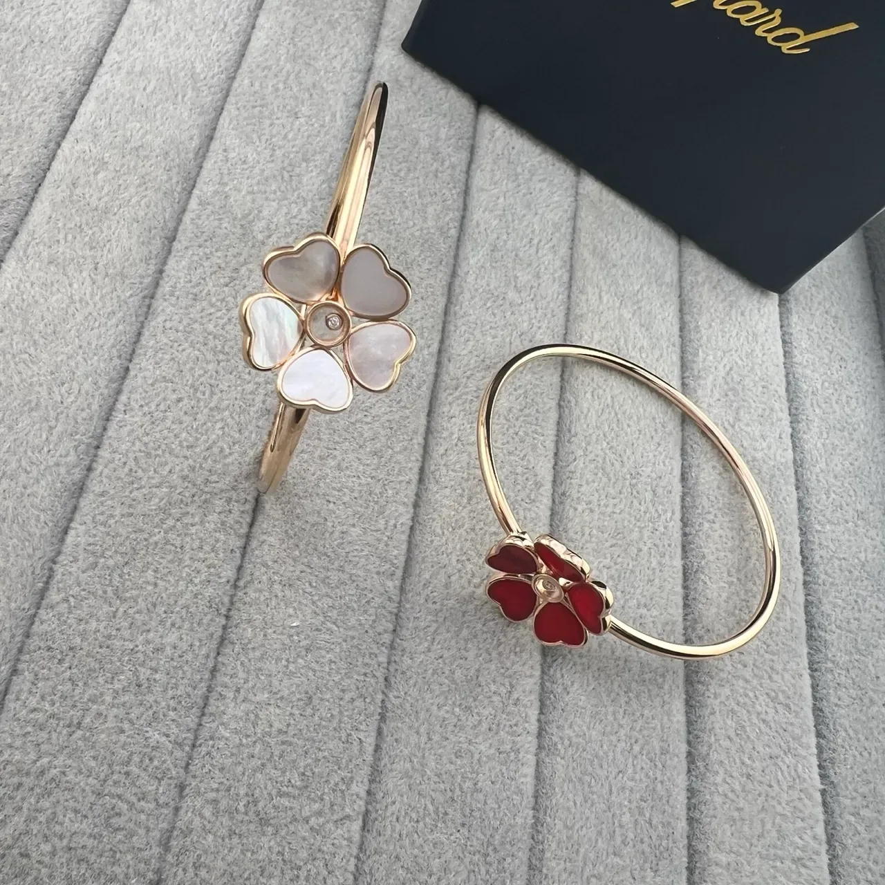 Chopard Happy Hearts Gold Red Floral Motif Heart-Shaped Petals Bracelet 4