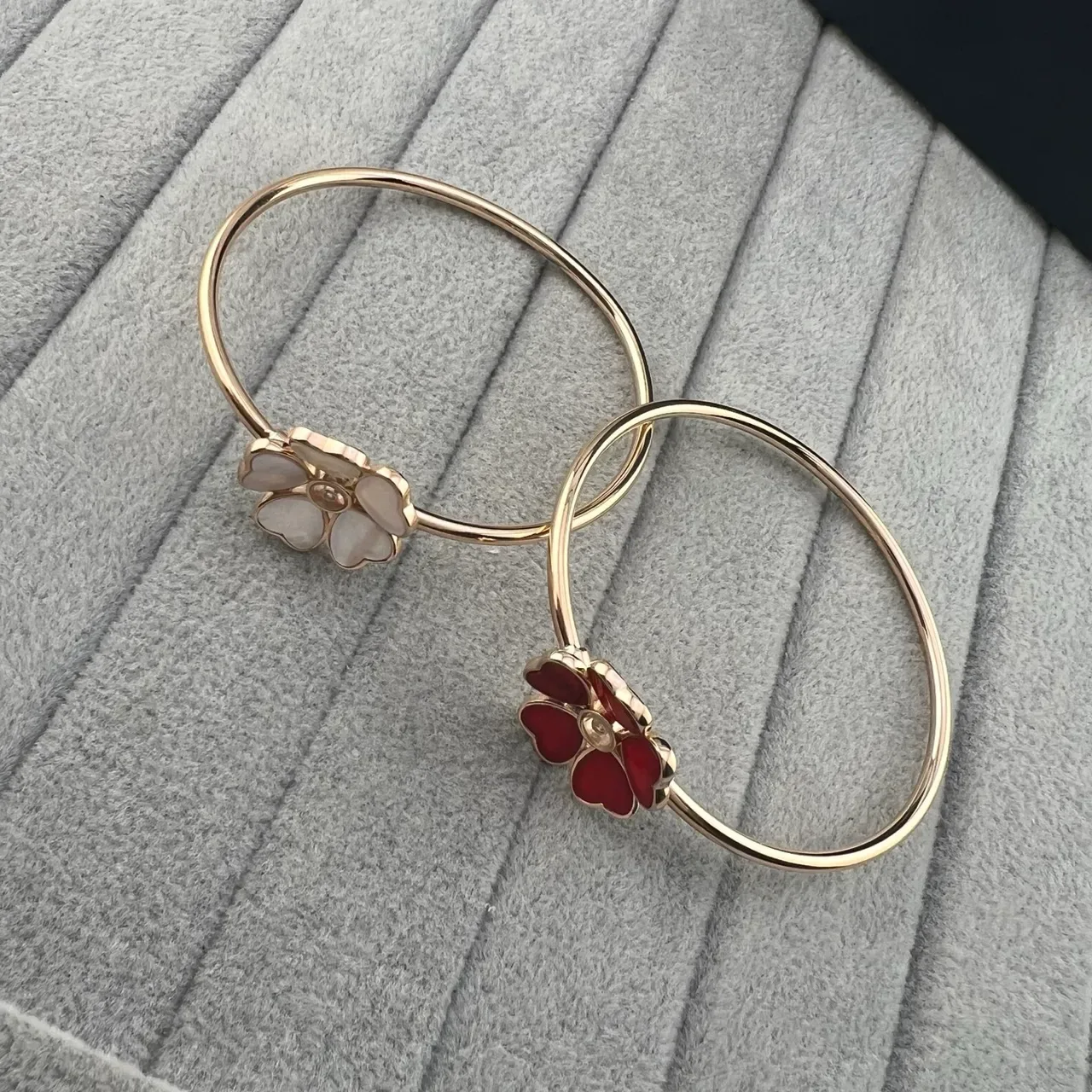 Chopard Happy Hearts Gold Red Floral Motif Heart-Shaped Petals Bracelet 5