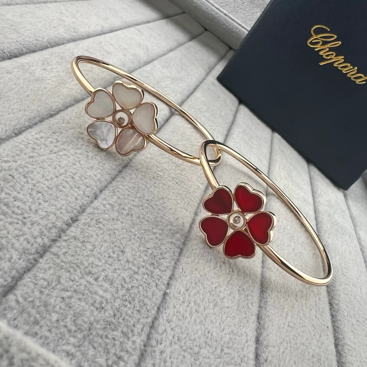 Chopard Happy Hearts Gold Red Floral Motif Heart-Shaped Petals Bracelet 6