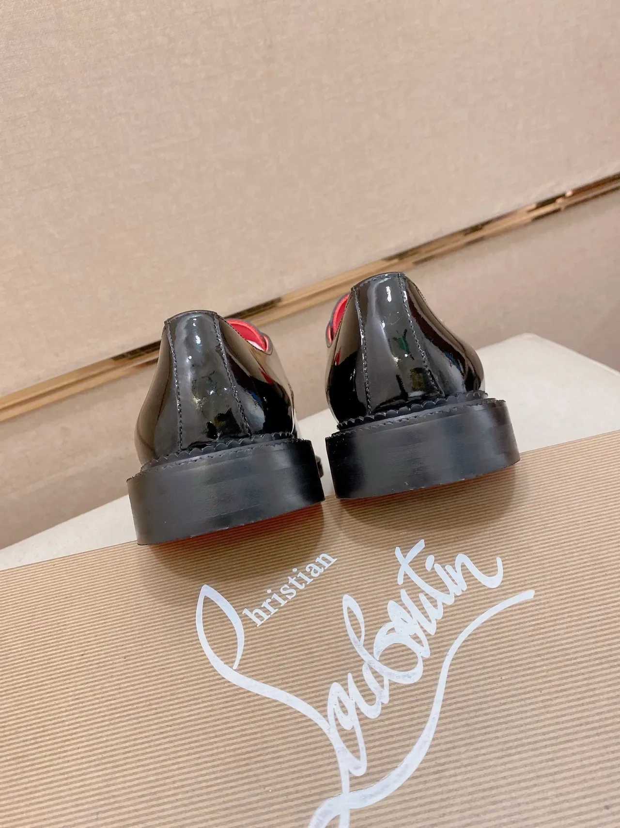 Christian Louboutin Black Red Patent Leather Single Strap Monk Shoes 3