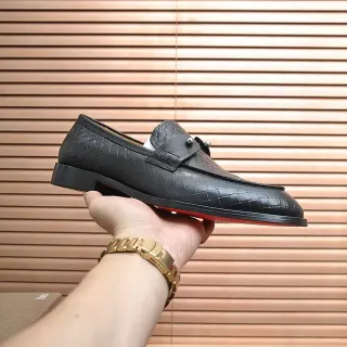 Christian Louboutin Black Red Woven Leather Double Monk Strap Loafer