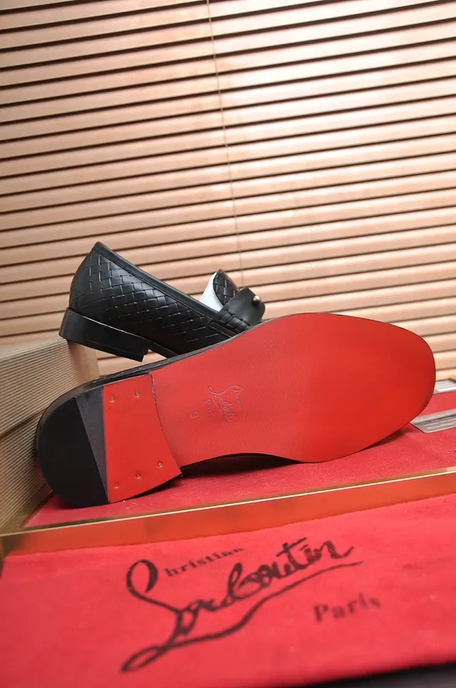 Christian Louboutin Black Red Woven Leather Double Monk Strap Loafer 3