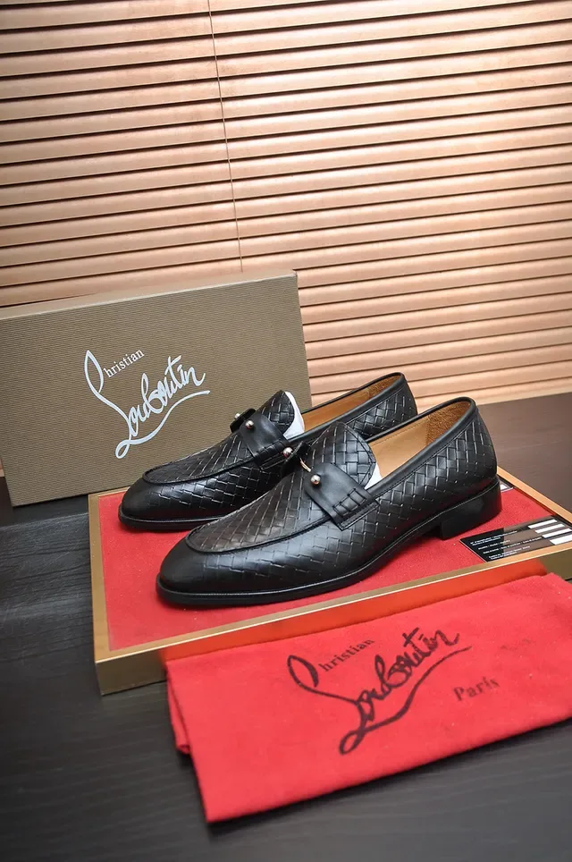Christian Louboutin Black Red Woven Leather Double Monk Strap Loafer 4