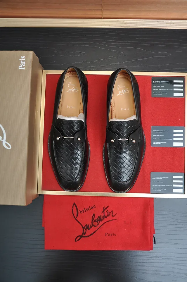 Christian Louboutin Black Red Woven Leather Double Monk Strap Loafer 5