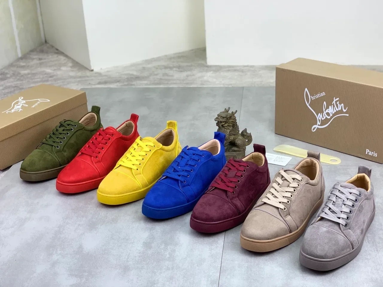 Christian Louboutin Burgundy Suede Low-Top Lace-Up Lifestyle Sneakers 2