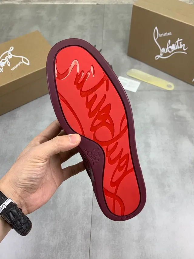 Christian Louboutin Burgundy Suede Low-Top Lace-Up Lifestyle Sneakers 3