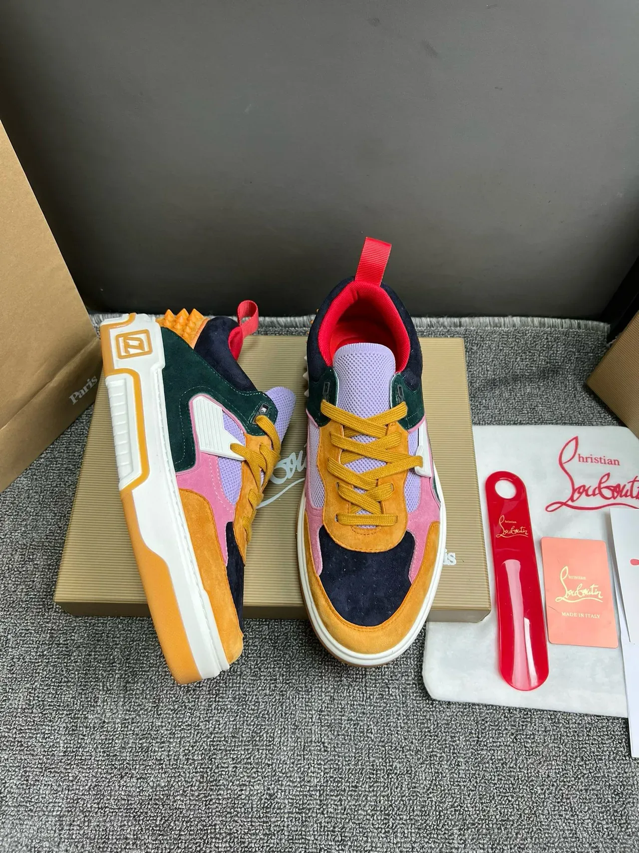 Christian Louboutin CL Sport Multicolor Salto com cravos Tênis lifestyle 6