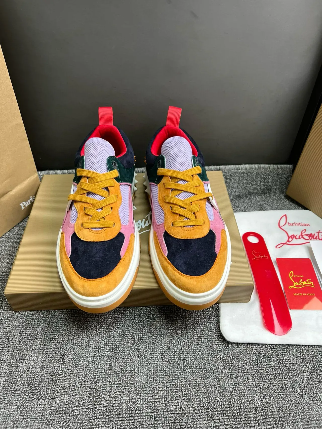Christian Louboutin CL Sport Multicolor Salto com cravos Tênis lifestyle 8
