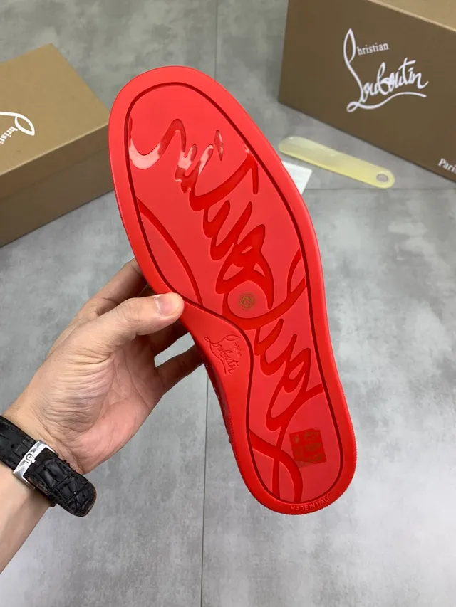 Christian Louboutin Red Beige Suede Upper Monochromatic Lifestyle Sneakers 2