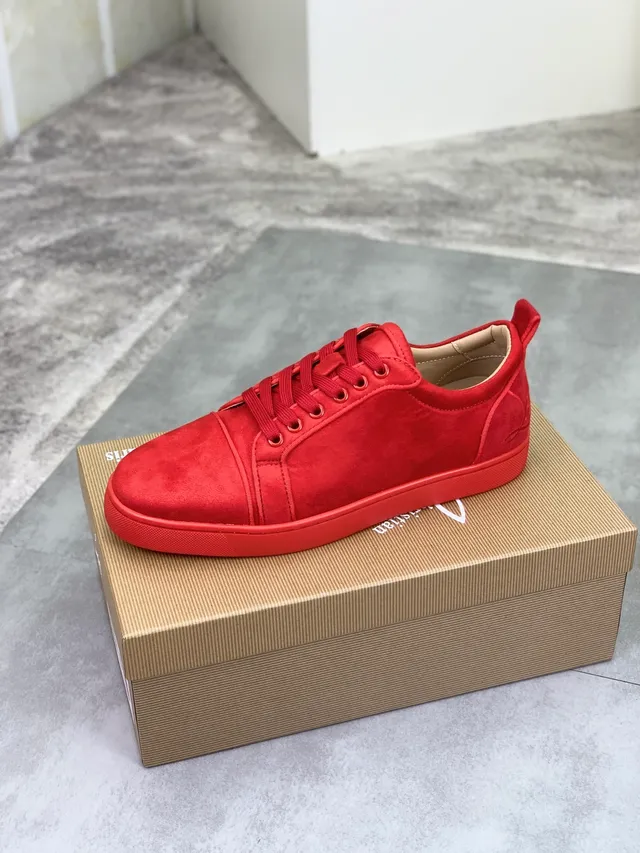 Christian Louboutin Red Beige Suede Upper Monochromatic Lifestyle Sneakers 4