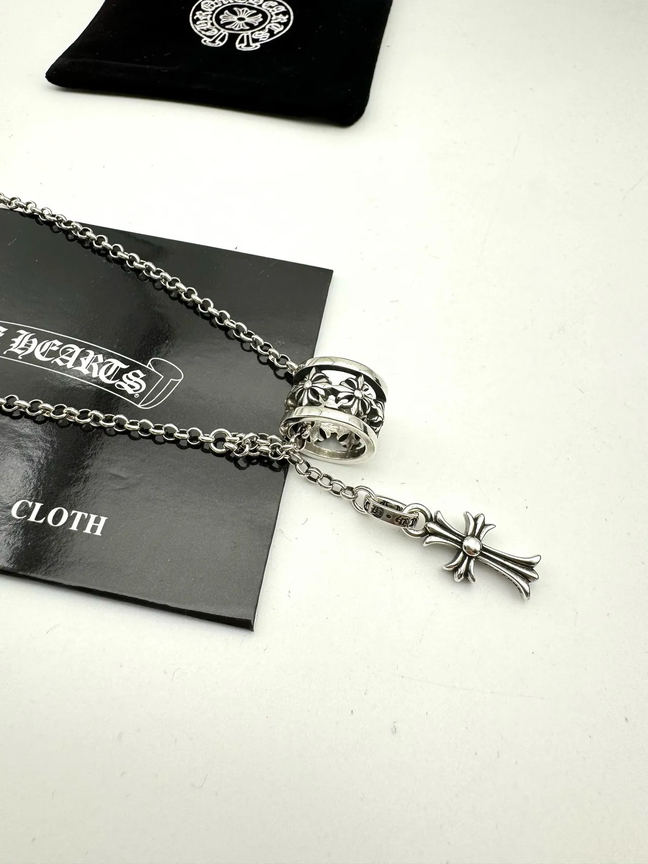 Chrome Hearts Croix & Filigrane de Baril Collier en Argent 5