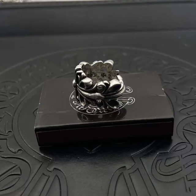 Chrome Hearts Bague Croix Fleur Argentée Motif Floral Métal Haute Brillance 6