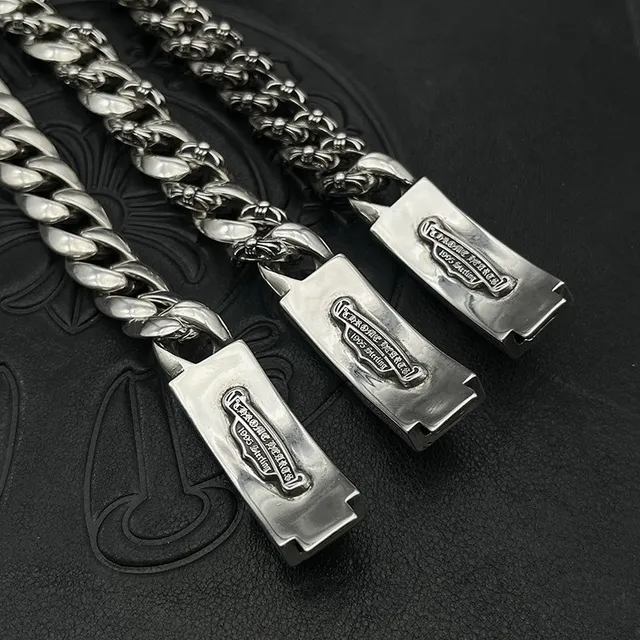 Chrome Hearts Cross Plaque Bracelet Silver Curb-Link Bracelets 4