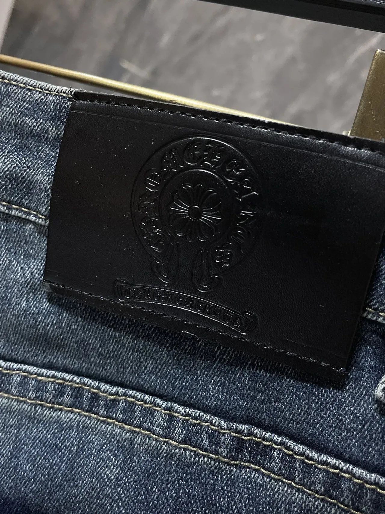 Chrome Hearts Embroidered Cross Distressed Medium-Wash Jeans 3