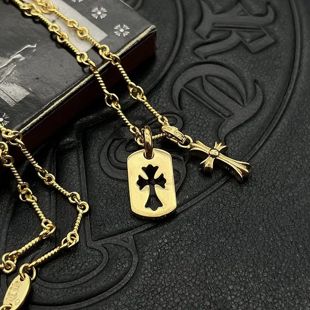 Collier chaîne Chrome Hearts Gold Black Pavé-Set Cristaux 5