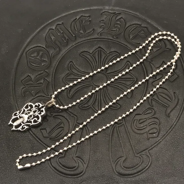 Chrome Hearts Colar prateado preto gótico filigrana motivo de adaga 9