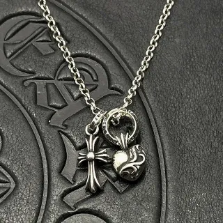 Chrome Hearts Silver Multi-Charm Gothic Necklace