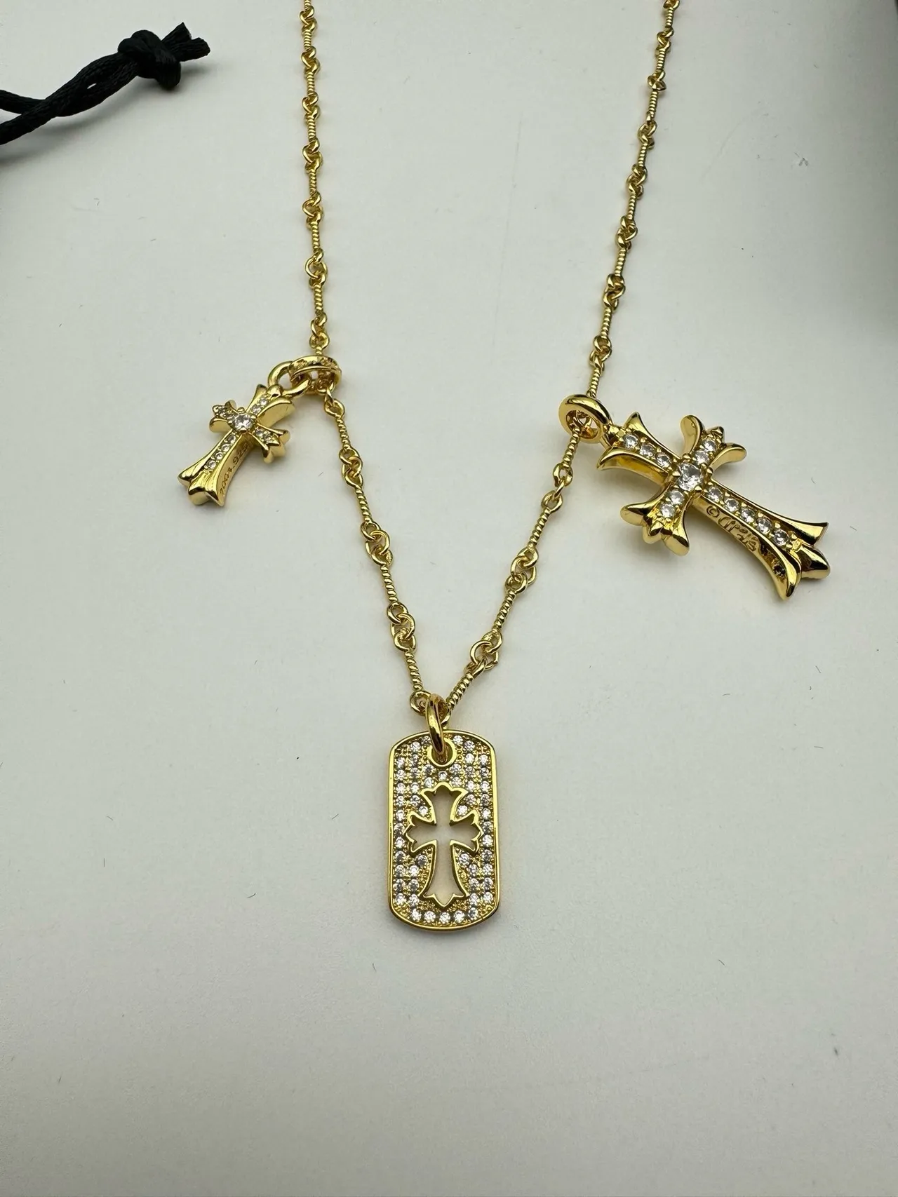 Colar Pavé Dog Tag Triple Cross Chrome Hearts 13