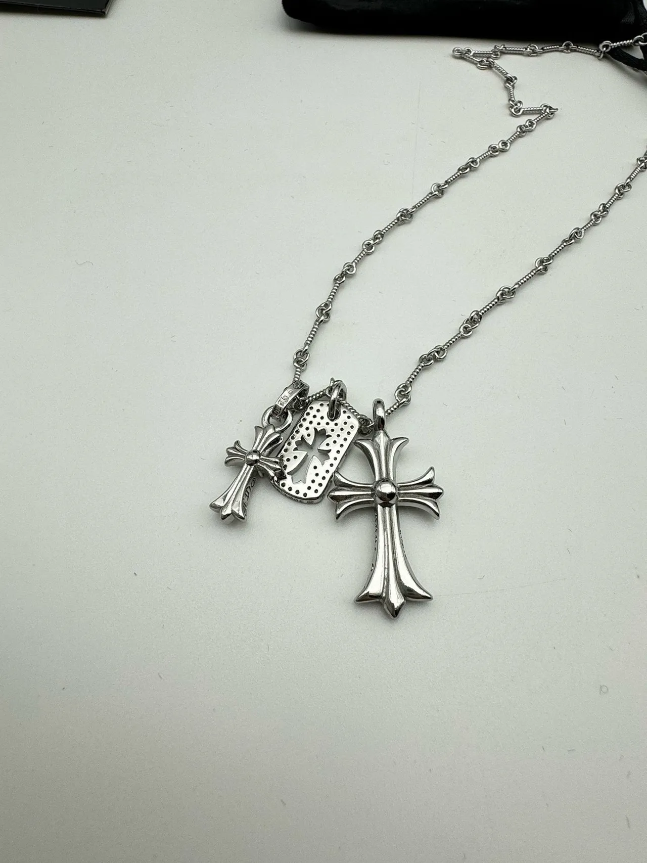 Colar Pavé Dog Tag Triple Cross Chrome Hearts 17