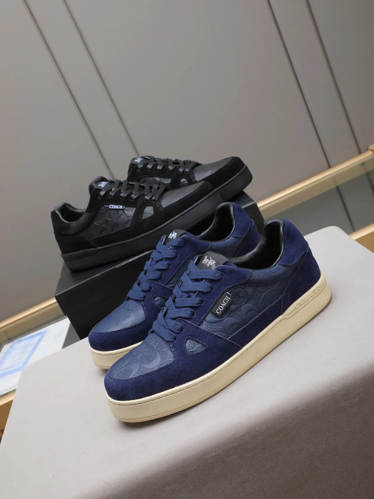 Coach All-Black Suede and Embossed Leather Platform Lifestyle Sneaker 2