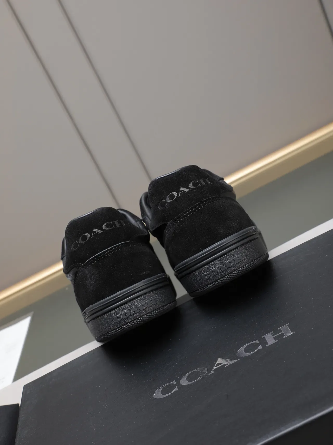 Coach All-Black Suede and Embossed Leather Platform Lifestyle Sneaker 4