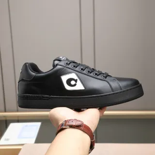 Coach C-Signature Black Leather Shield Logo Lifestyle Sneaker
