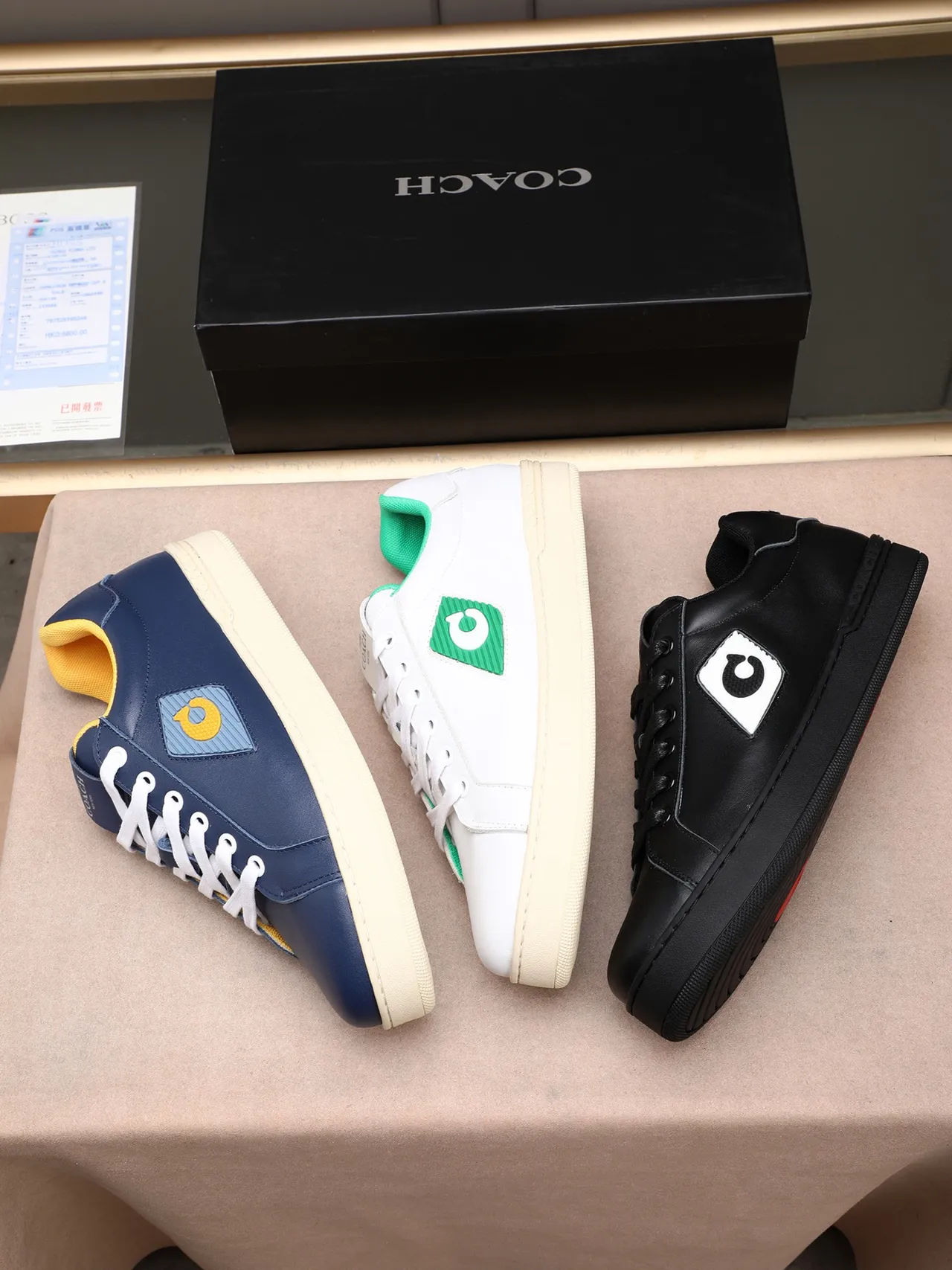 Coach C-Signature Black Leather Shield Logo Lifestyle Sneaker 2
