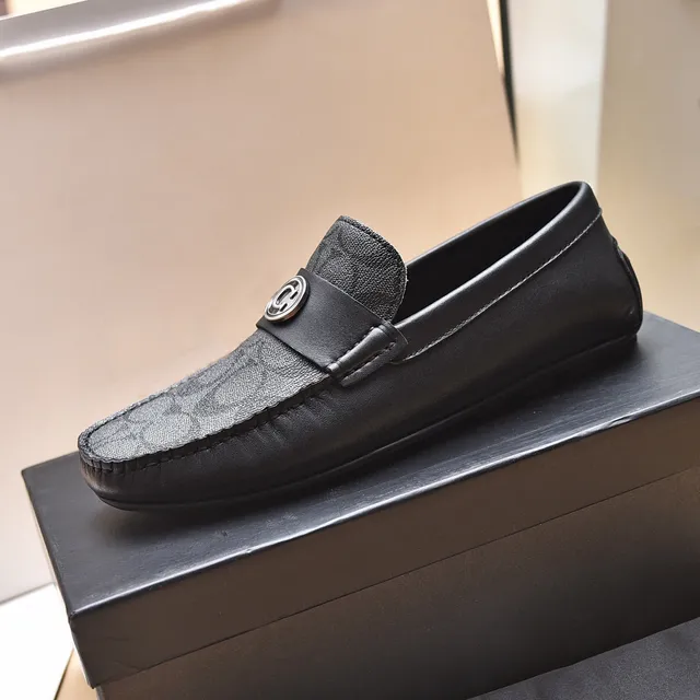 Coach Loafer Black Gray Monogram Canvas Leather Trim Loafer 4