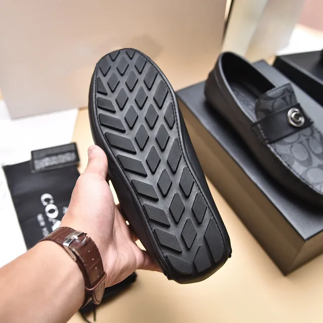 Coach Loafer Black Gray Monogram Canvas Leather Trim Loafer 5