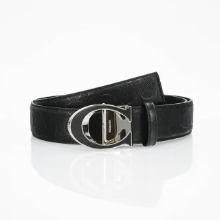 Coach Signature C Buckle Belt Black Leather Belt