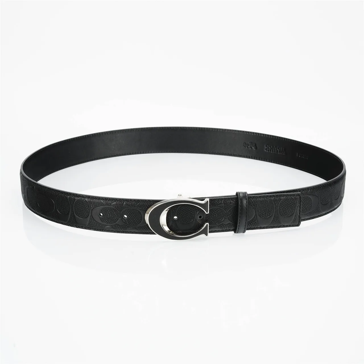 Coach Signature C Buckle Belt Black Leather Belt 8
