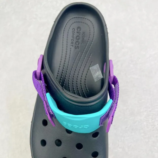 Crocs Echo Clog Black Purple Teal Strap Clog 6
