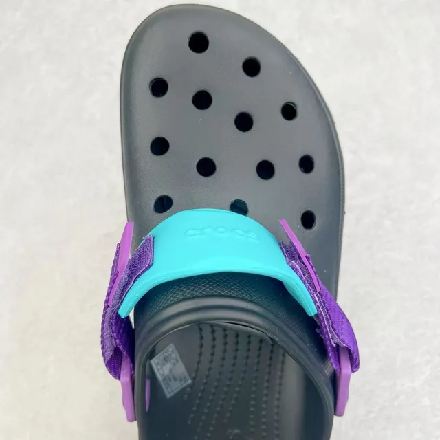 Crocs Echo Clog Black Purple Teal Strap Clog 7
