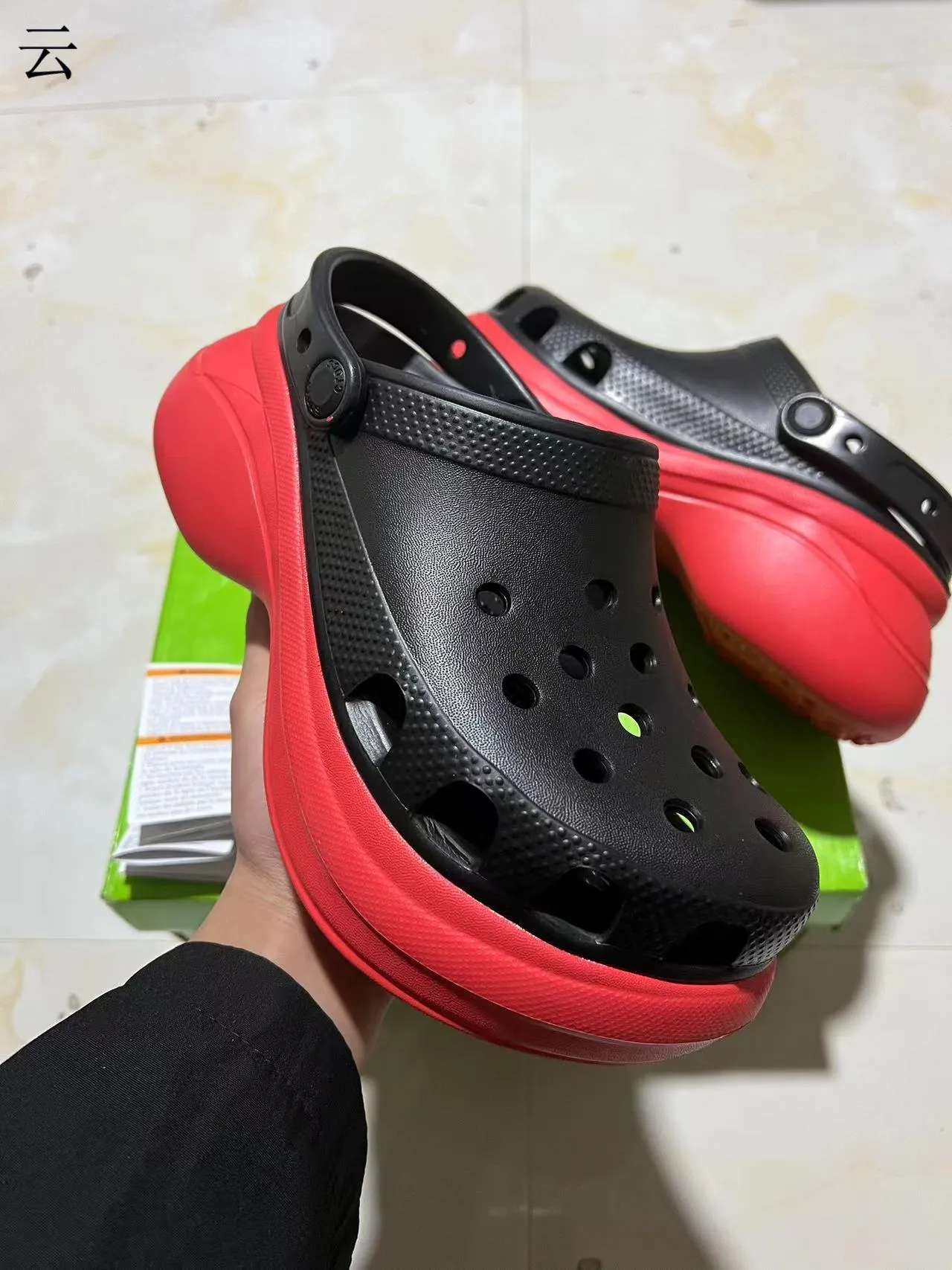 Crocs Echo Clog Red and Black Platform Clogs 2