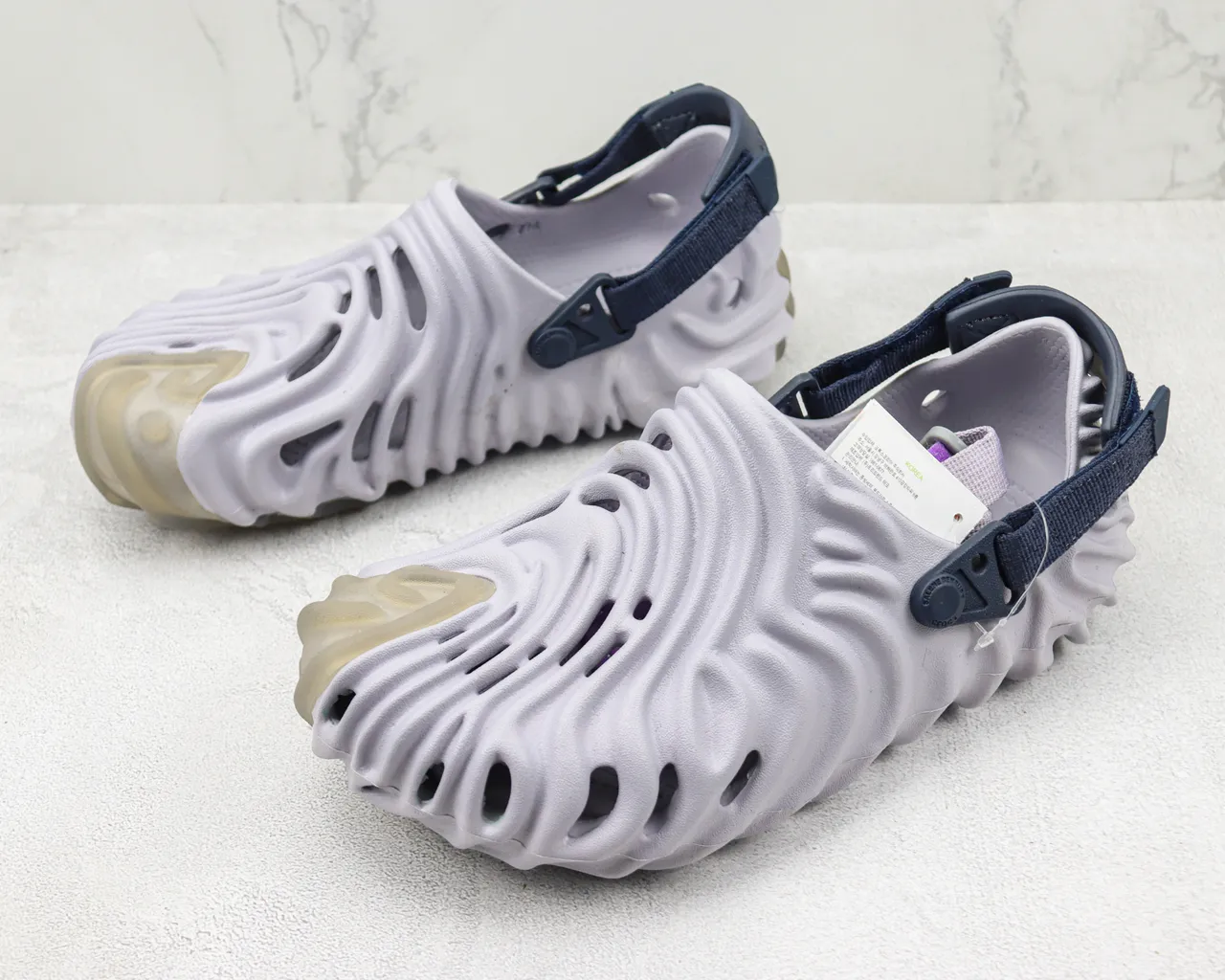 Crocs Echo Gray Navy Molded Foam Construction Wavy Ribbed Upper Clog 4