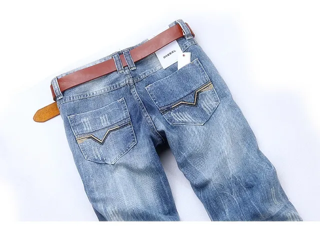 Diesel Blue Brown Distressed Medium-Wash Jeans 7