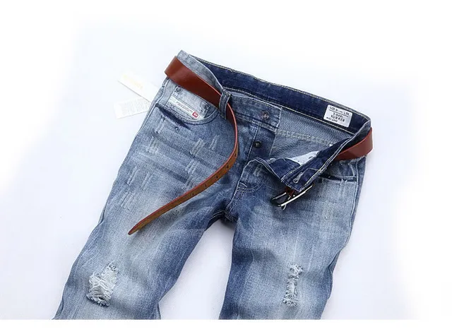 Diesel Blue Brown Distressed Medium-Wash Jeans 8