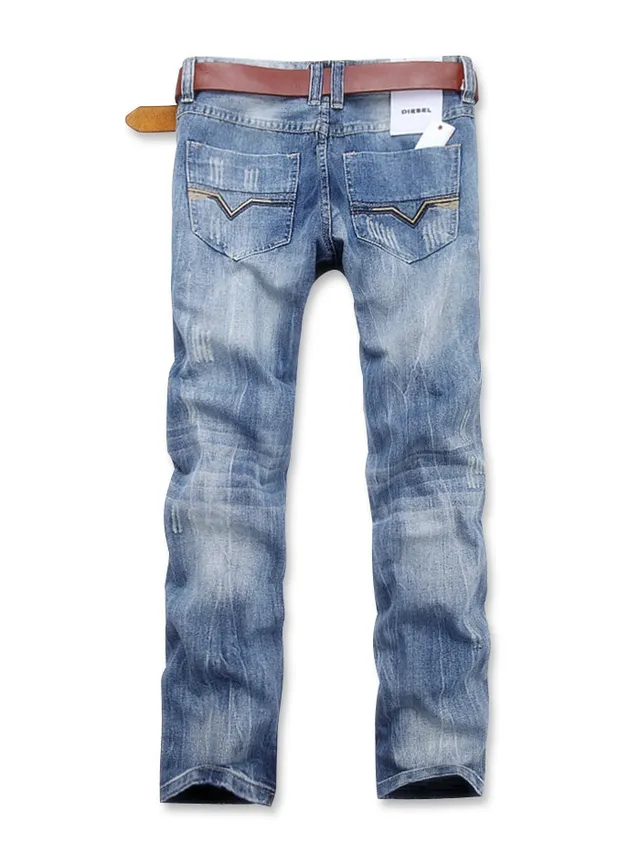 Diesel Blue Brown Distressed Medium-Wash Jeans 9