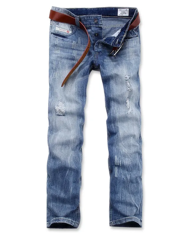 Diesel Blue Brown Distressed Medium-Wash Jeans 10