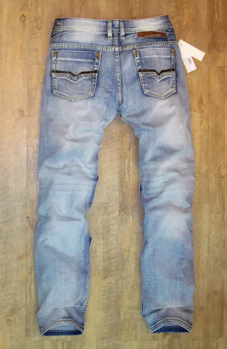 Diesel Azul Marrom Lavado Médio Denim Desgastado Costura Superior Amarela Contraste Jeans 2