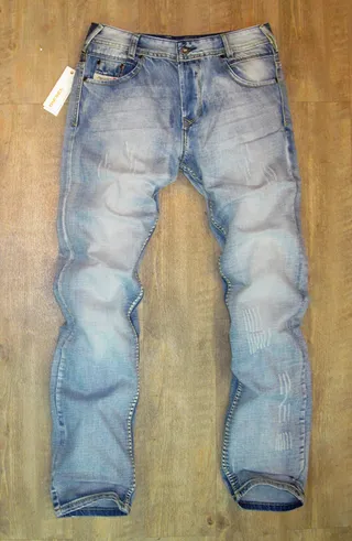 Diesel Azul Marrom Lavado Médio Denim Desgastado Costura Superior Amarela Contraste Jeans 3