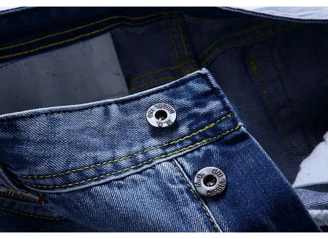 Diesel Azul Marrom Lavado Médio Denim Desgastado Costura Superior Amarela Contraste Jeans 5