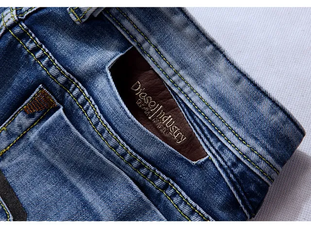 Diesel Azul Marrom Lavado Médio Denim Desgastado Costura Superior Amarela Contraste Jeans 7